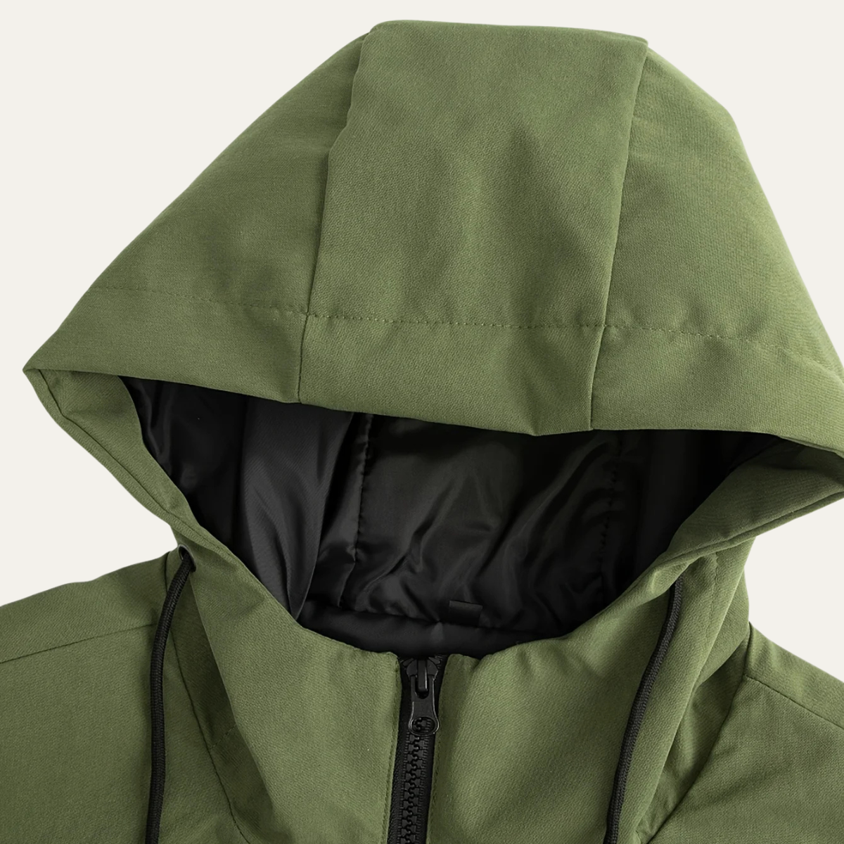 Men’s Long Hooded Jacket with Front Zip and Drawstring 4