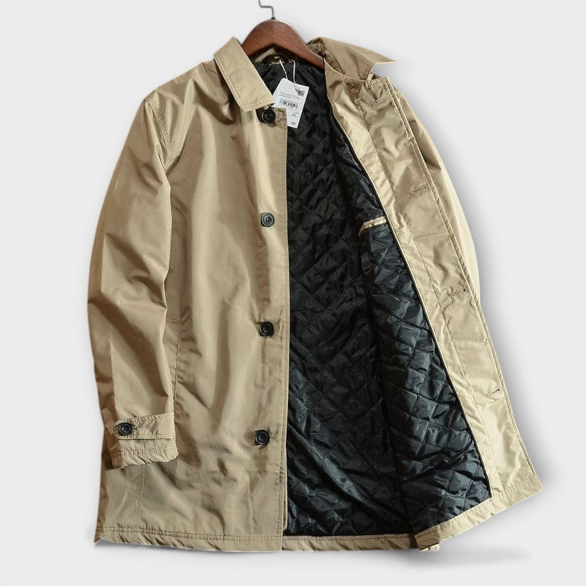 Men’s Mid-Length Button-Front Coat with Point Collar 3