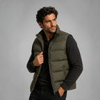 Men’s Padded Puffer Vest with Zip Pockets Army Green