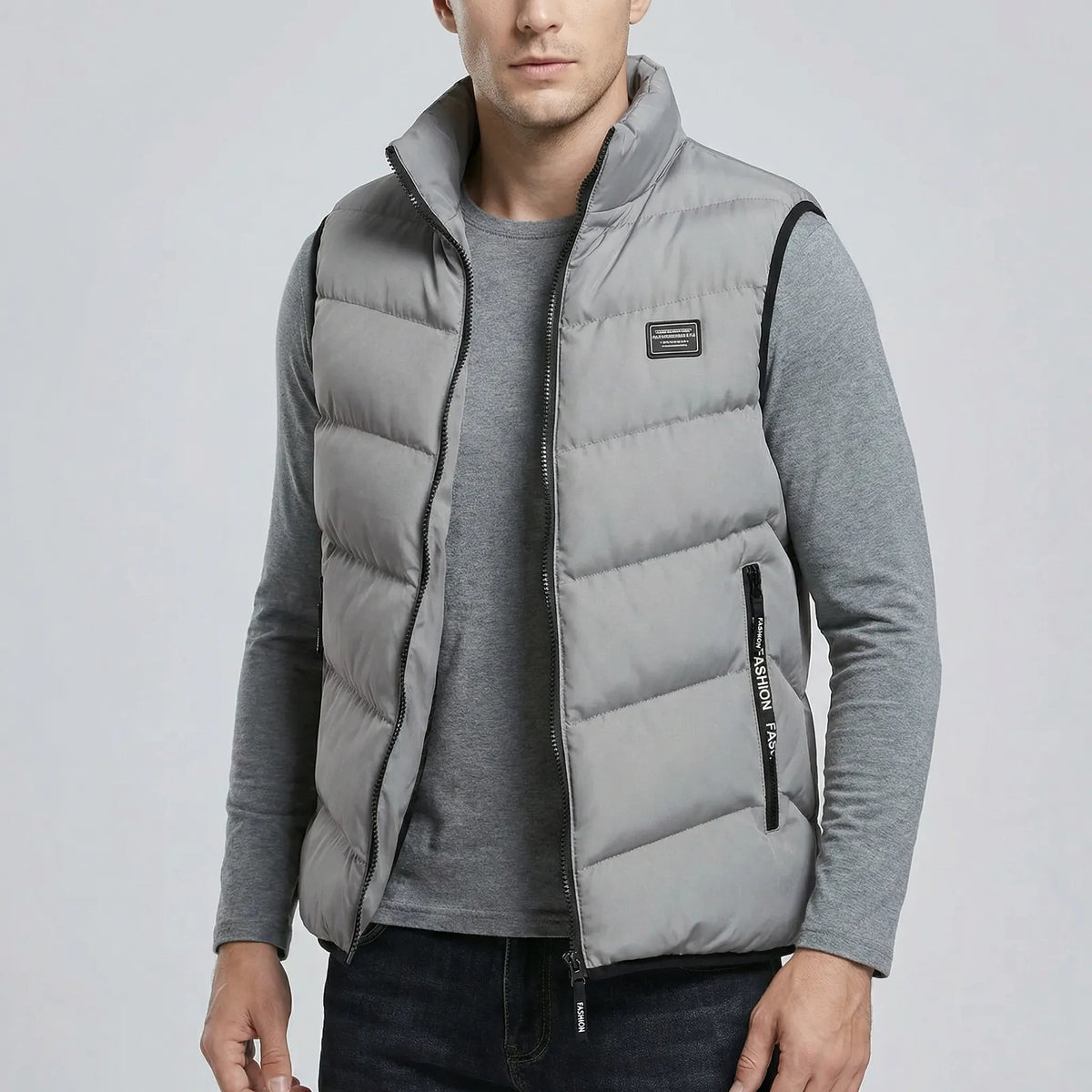 Men’s Padded Vest with Stand Collar and Zip Closure 5