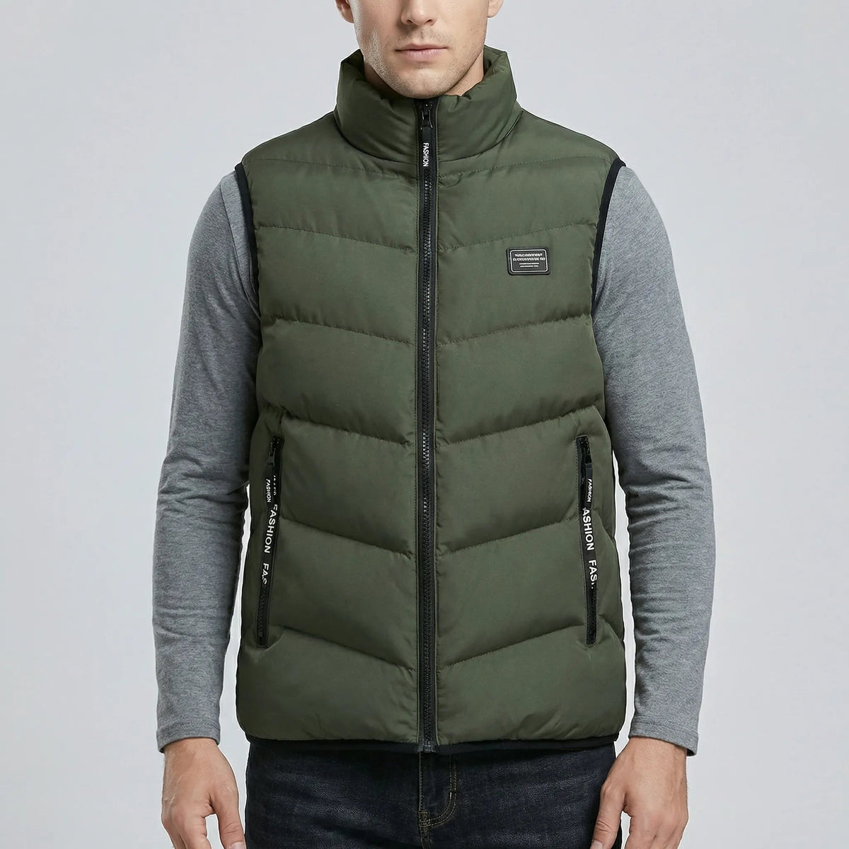 Men’s Padded Vest with Stand Collar and Zip Closure 6