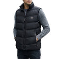 Men’s Padded Vest with Stand Collar and Zip Closure Black