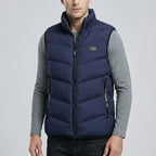 Men’s Padded Vest with Stand Collar and Zip Closure Dark Blue