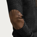 Men’s Quarter Zip Patterned Knit Sweater with Elbow Patches 8