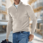 Men’s Quarter Zip Pullover Sweater Beige