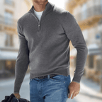 Men’s Quarter Zip Pullover Sweater Gray