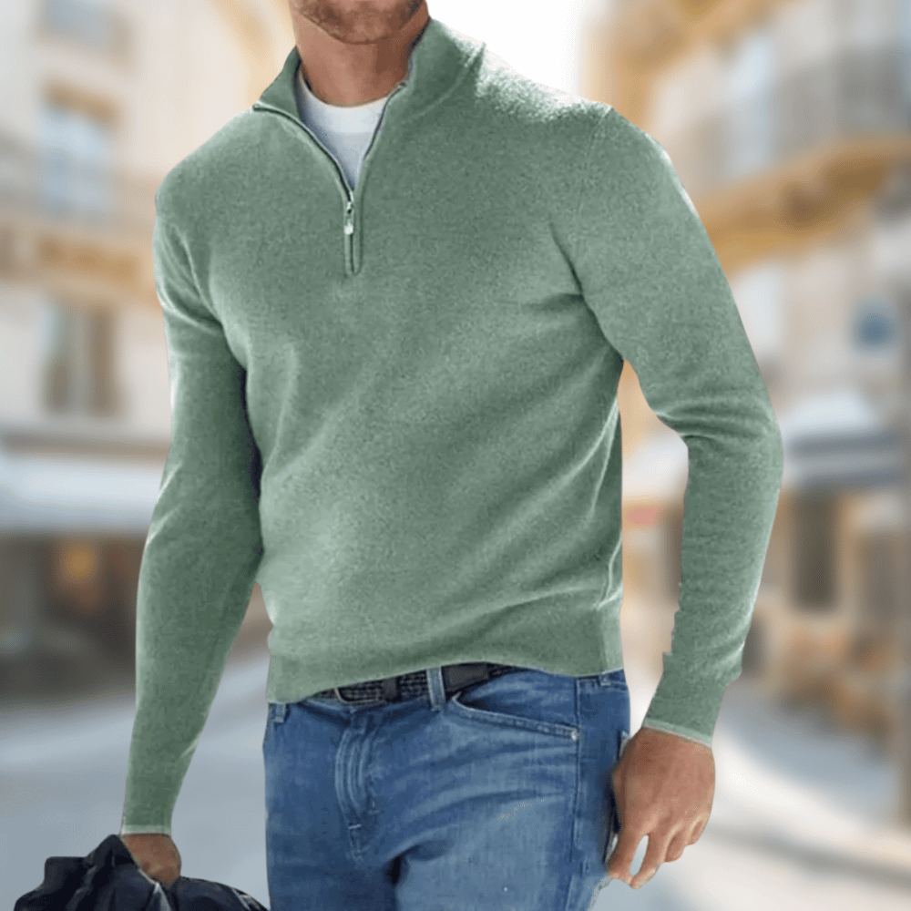 Men’s Quarter Zip Pullover Sweater Green