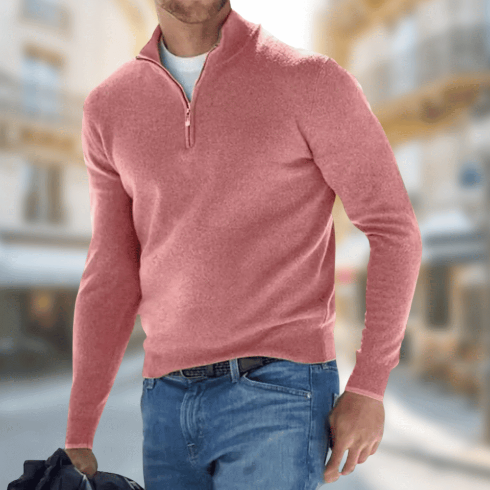 Men’s Quarter Zip Pullover Sweater Red