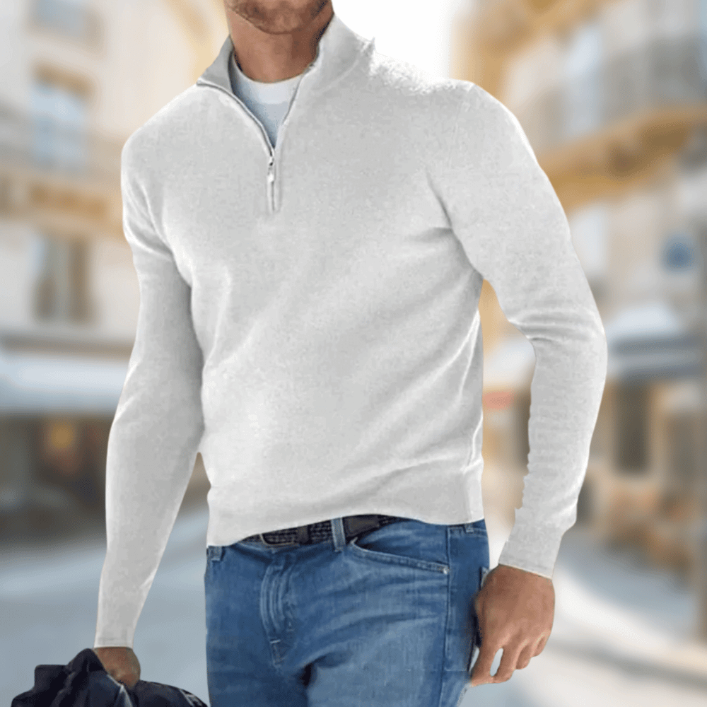 Men’s Quarter Zip Pullover Sweater White