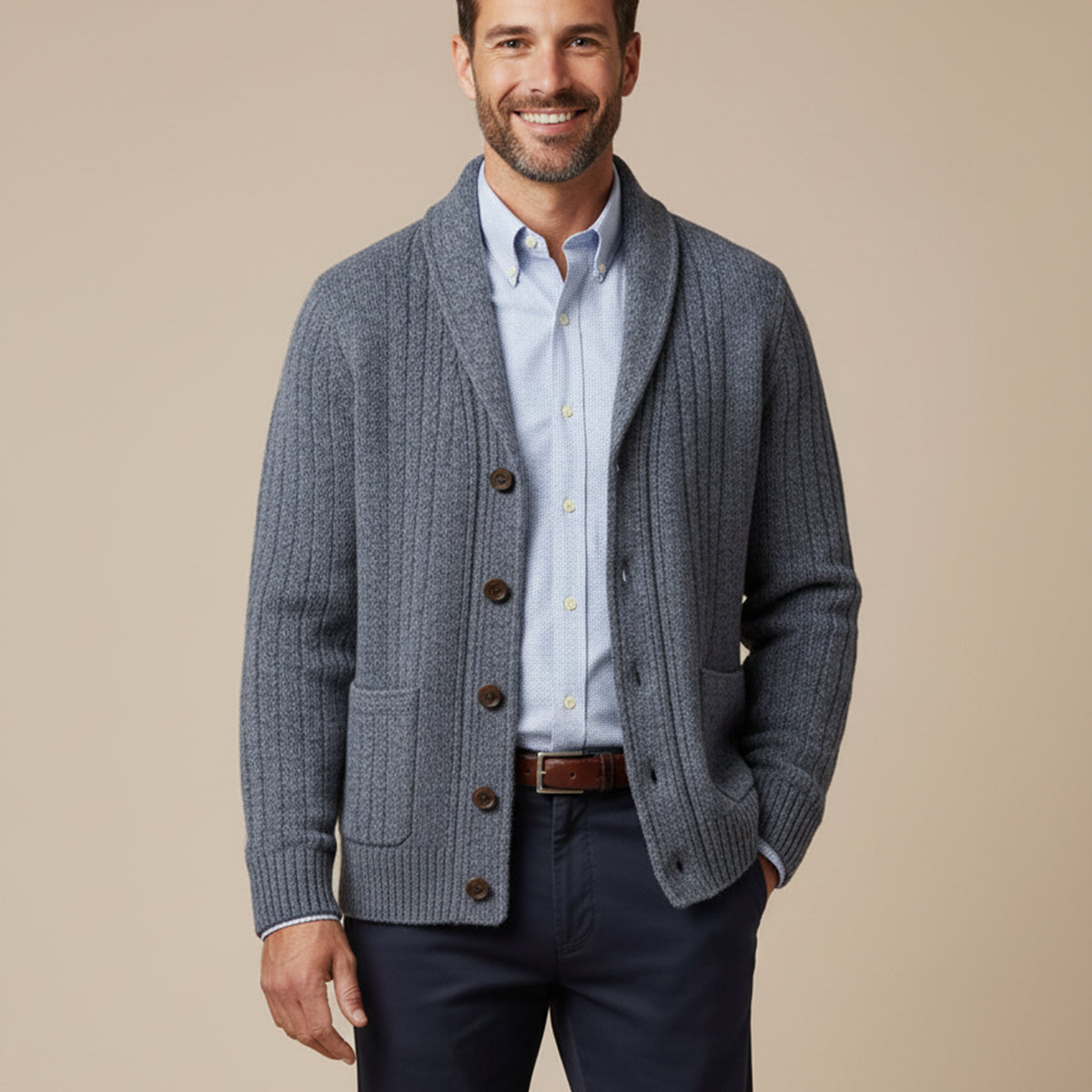 Men’s Shawl Collar Cable Knit Cardigan 5