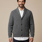 Men’s Shawl Collar Cable Knit Cardigan 7