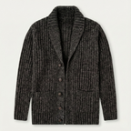 Men’s Shawl Collar Ribbed Knit Cardigan Dark Gray