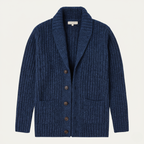 Men’s Shawl Collar Ribbed Knit Cardigan Navy Blue