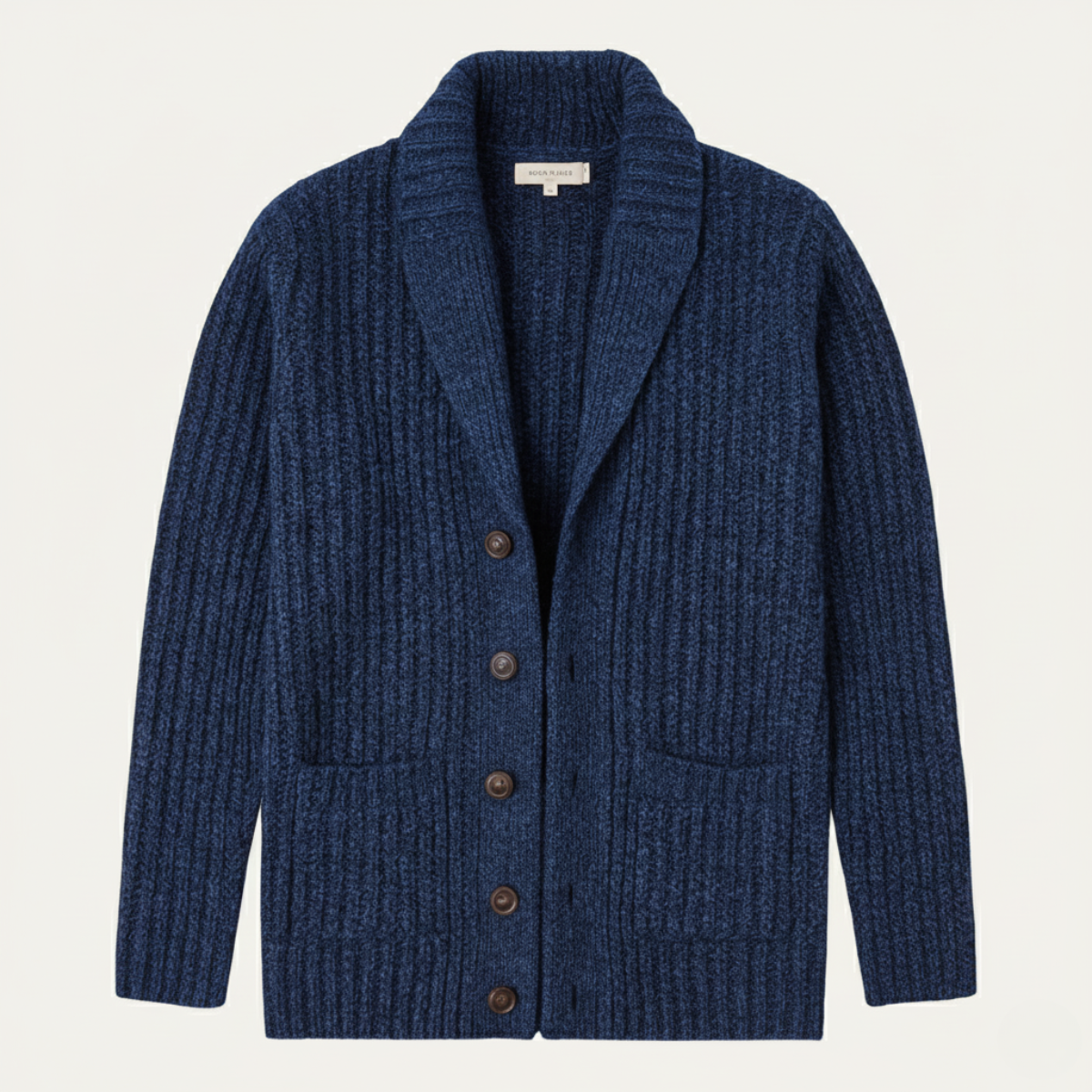Men’s Shawl Collar Ribbed Knit Cardigan Navy Blue