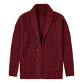 Men’s Shawl Collar Ribbed Knit Cardigan Red