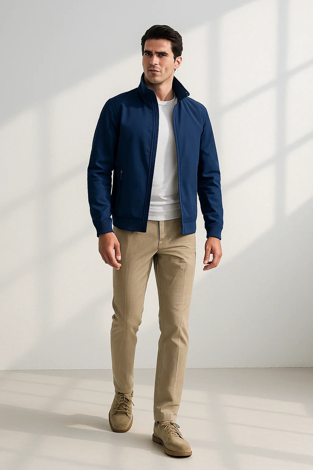 Men’s Stand Collar Zip-Up Bomber Jacket 2