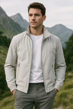 Men’s Stand Collar Zip-Up Bomber Jacket Khaki
