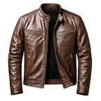 Men’s Stand Collar Zip-Up Jacket Cigar Brown
