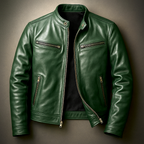 Men’s Stand Collar Zip-Up Jacket Pine Green