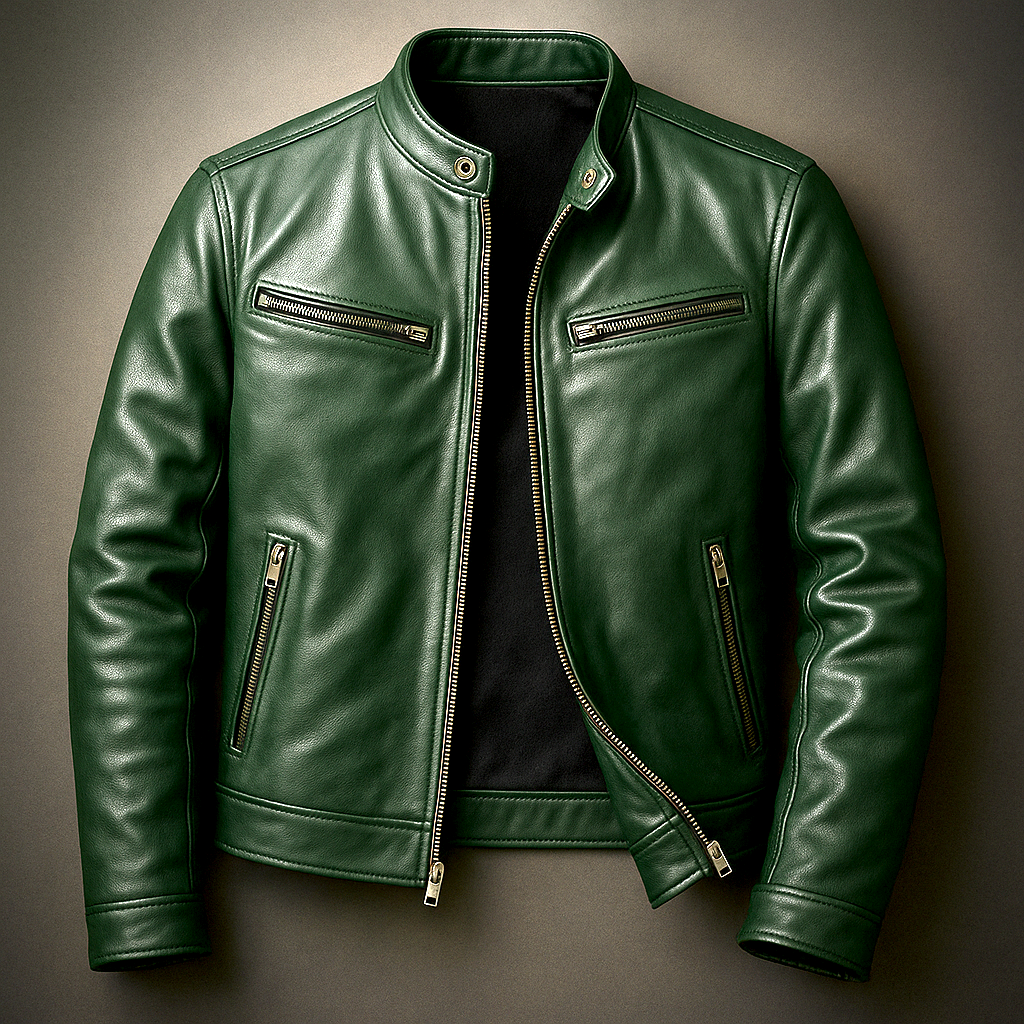 Men’s Stand Collar Zip-Up Jacket Pine Green
