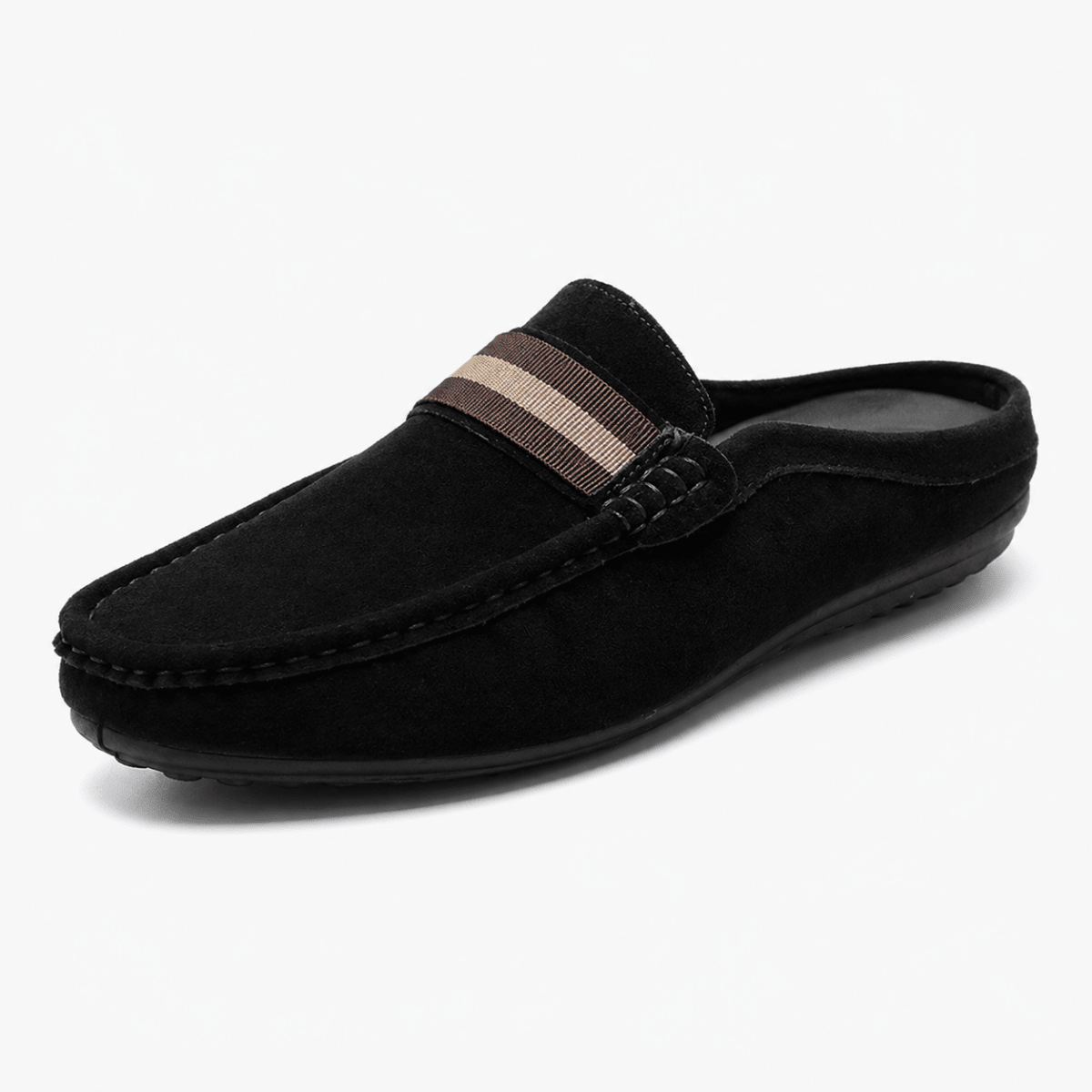 Men’s Suede Moccasin Slip-On Loafers Black