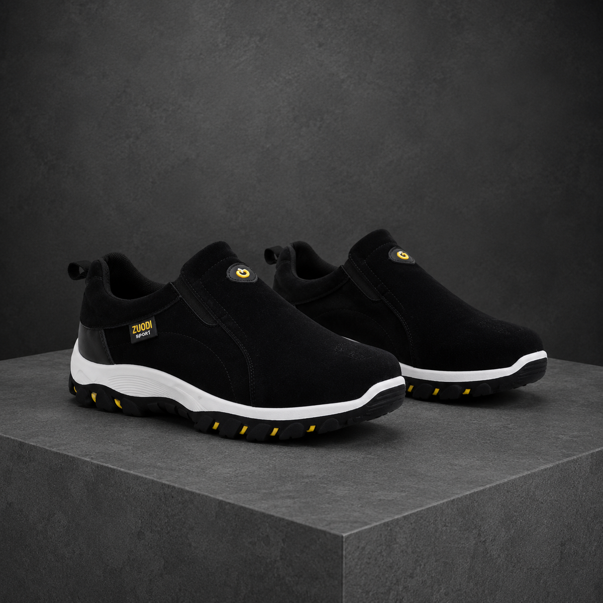 Men’s Suede Slip-On Outdoor Shoes Black