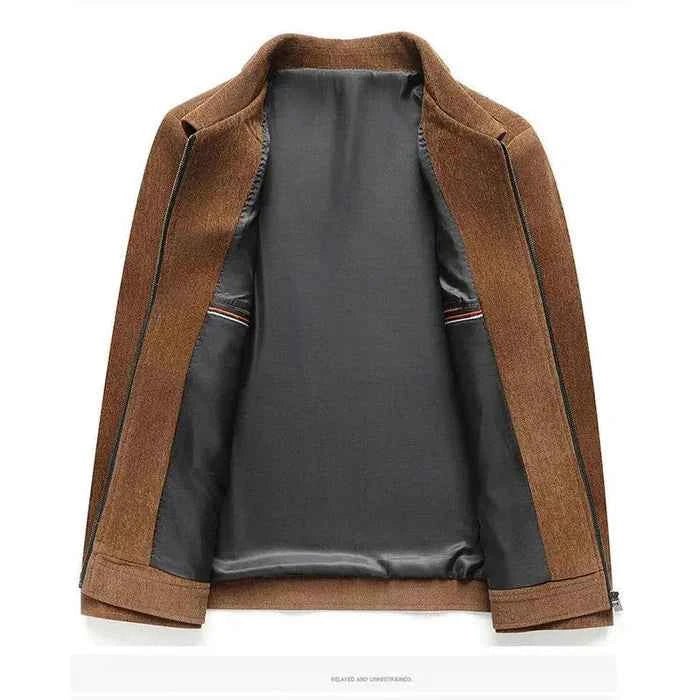 Men’s Textured Zip-Up Jacket with Point Collar 2