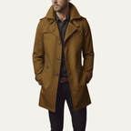 Men’s Trench Coat with Notched Collar and Button Closure 2