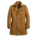 Men’s Trench Coat with Notched Collar and Button Closure Dark Khaki