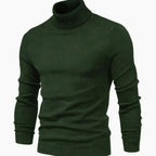 Men’s Turtleneck Knit Sweater with Ribbed Cuffs Green