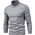 Men’s Turtleneck Knit Sweater with Ribbed Cuffs Grey