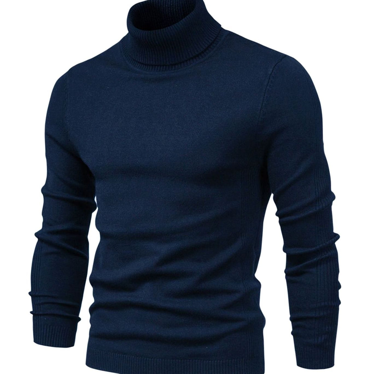 Men’s Turtleneck Knit Sweater with Ribbed Cuffs Royal Blue
