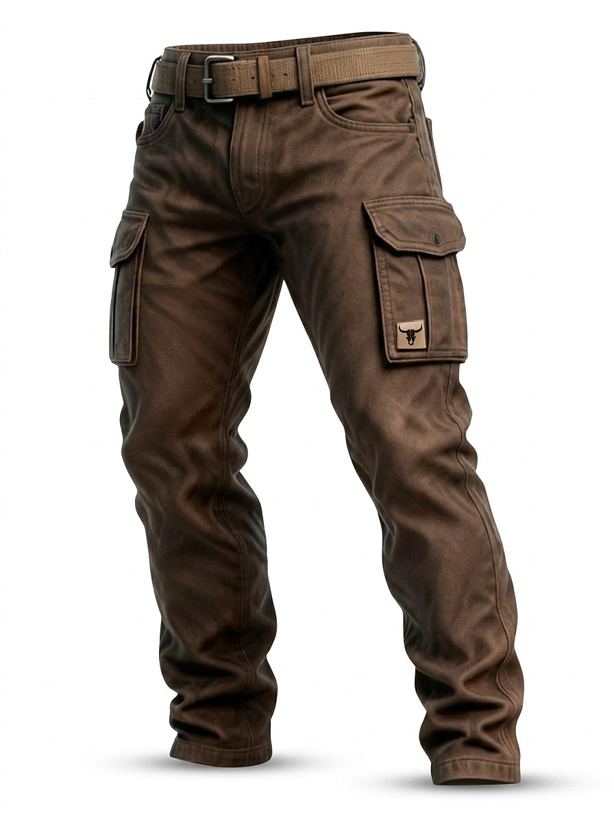 Men’s Utility Cargo Pants with Belt Brown