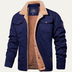 Men’s Utility Jacket with Fleece Lining and Button Closure Navy Blue