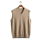 Men’s V-Neck Knit Vest Beige