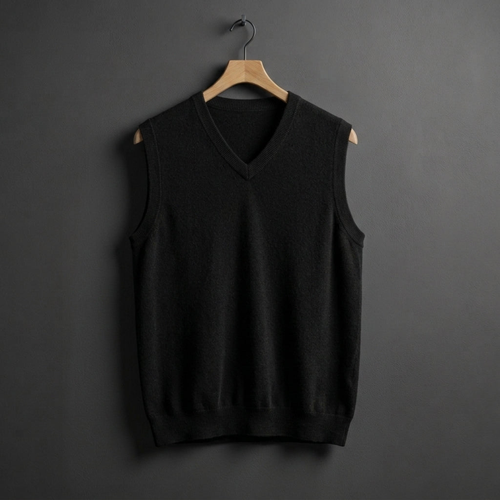 Men’s V-Neck Knit Vest Black