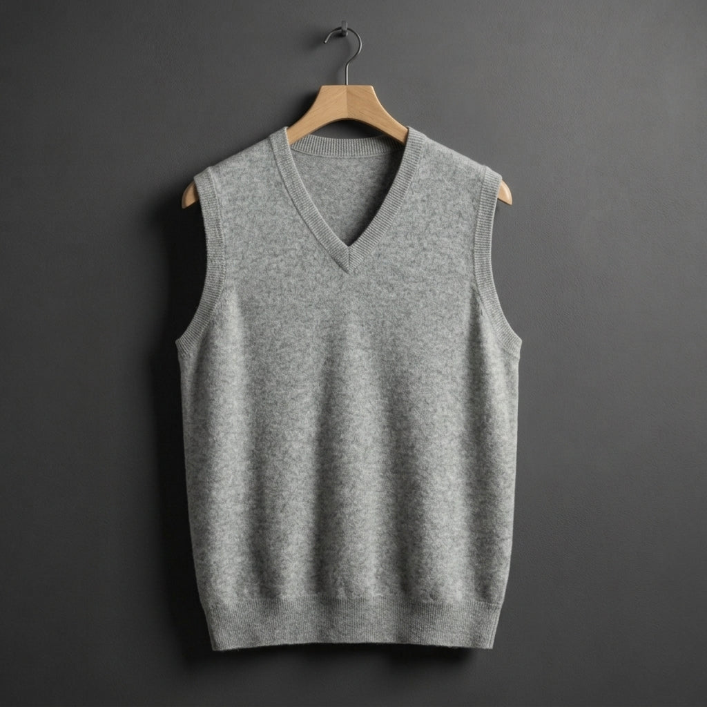 Men’s V-Neck Knit Vest Gray