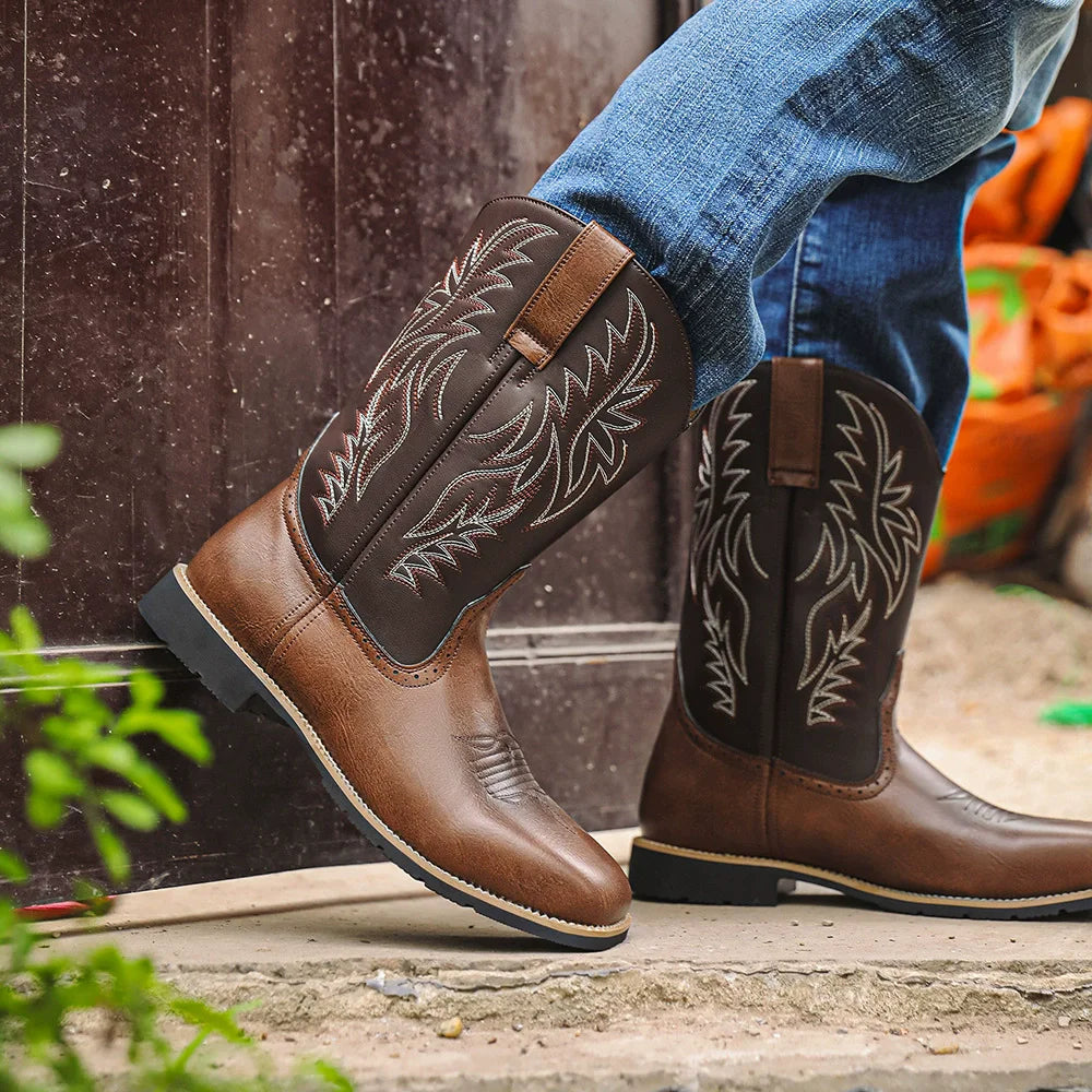 Men’s Western Boots with Embroidered Shaft 1