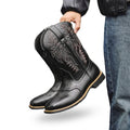 Men’s Western Boots with Embroidered Shaft Black