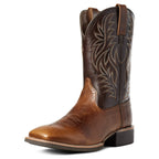Men’s Western Boots with Embroidered Shaft Dark Brown