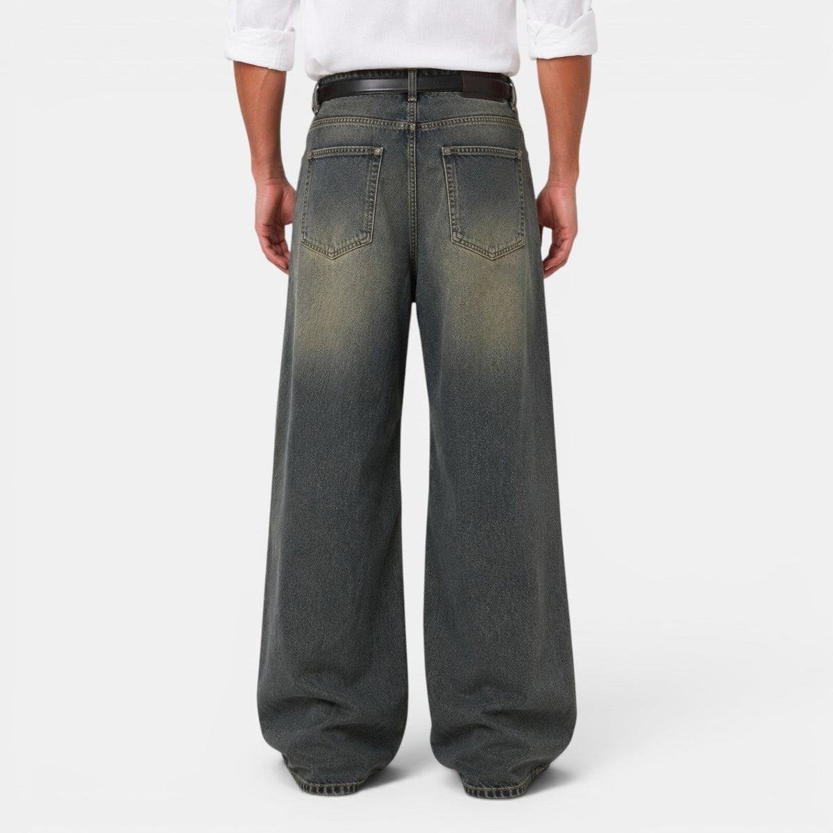 Men’s Wide-Leg Distressed Denim Jeans 2