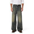 Men’s Wide-Leg Distressed Denim Jeans Grey