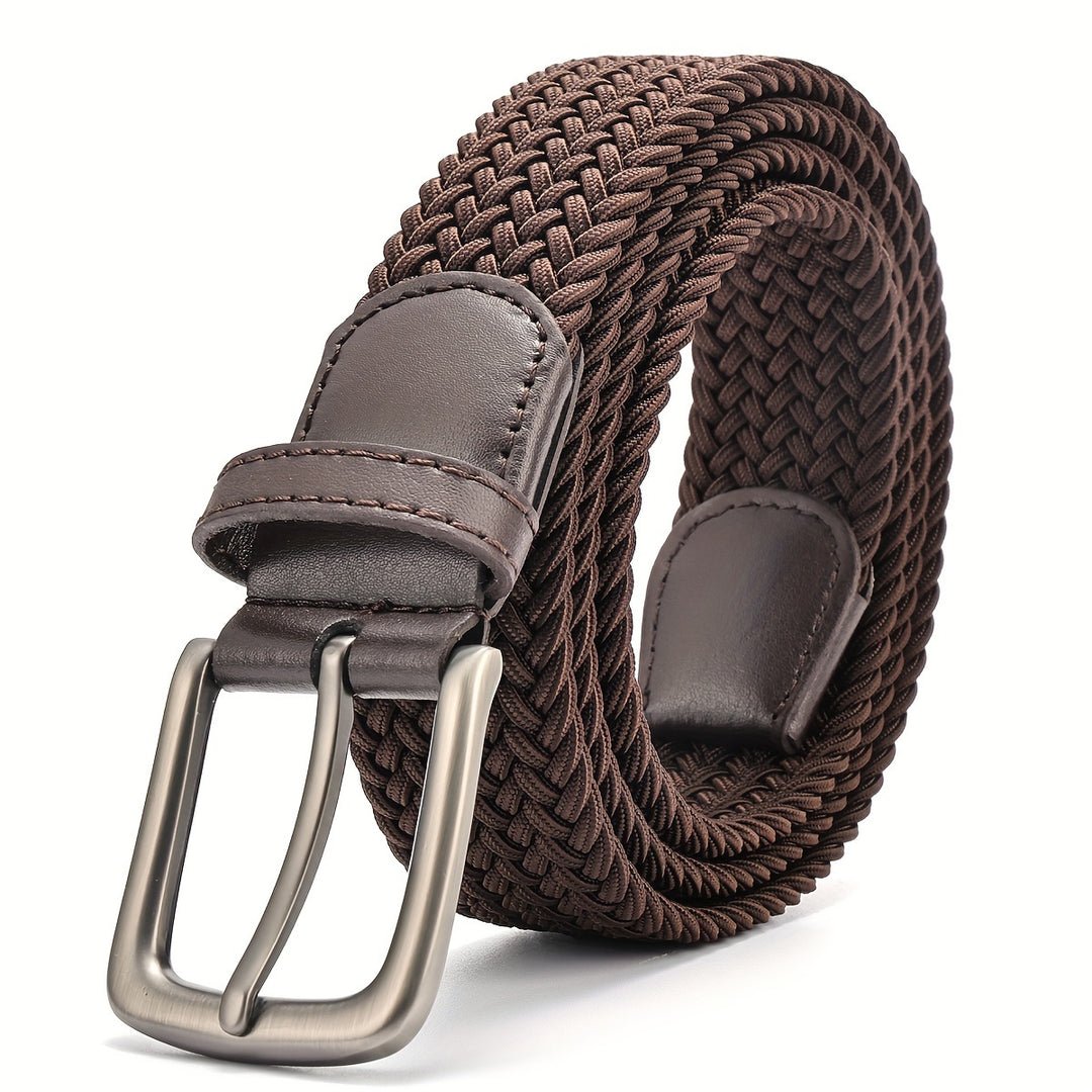 Men’s Woven Belt with Square Buckle Brown