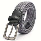 Men’s Woven Belt with Square Buckle Gray