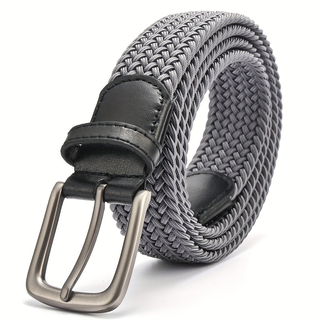 Men’s Woven Belt with Square Buckle Gray