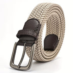 Men’s Woven Belt with Square Buckle Khaki