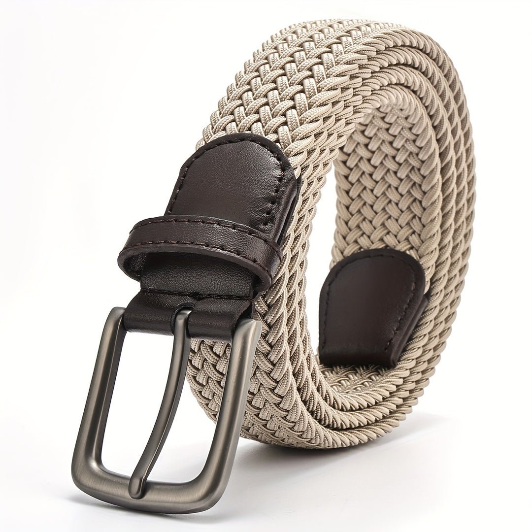 Men’s Woven Belt with Square Buckle Khaki