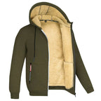 Men’s Zip-Up Hoodie with Teddy Lining Army Green
