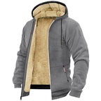 Men’s Zip-Up Hoodie with Teddy Lining Grey