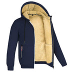 Men’s Zip-Up Hoodie with Teddy Lining Navy Blue